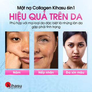 Mặt Nạ Collagen KIHASU Cấp Ẩm Mờ Thâm Dưỡng Sáng Da Phục Hồi Da Peptide 6in1 Công Nghệ Nhật Bản