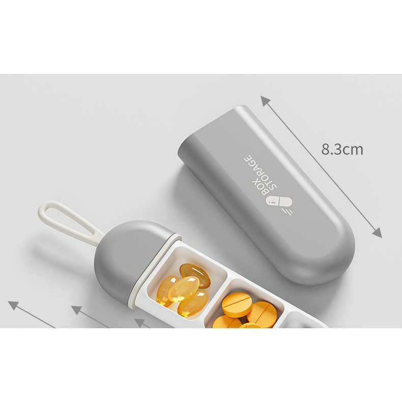 Hộp đựng thuốc, hộp chia thuốc 3 ngăn mini bỏ túi gọn gàng có dây treo silicon tiện lợi