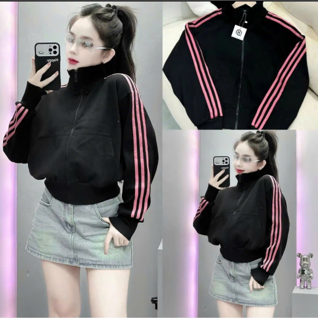 Áo Khoác Nỉ CỔ CAO Cầu Vòng Phối Sọc Màu Mới Thời Trang Siêu HOT