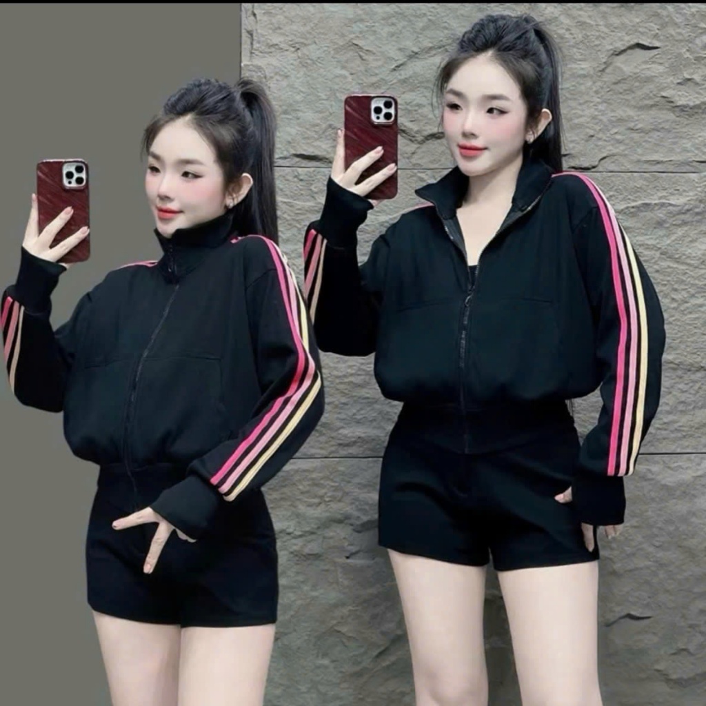 Áo Khoác Nỉ CỔ CAO Cầu Vòng Phối Sọc Màu Mới Thời Trang Siêu HOT
