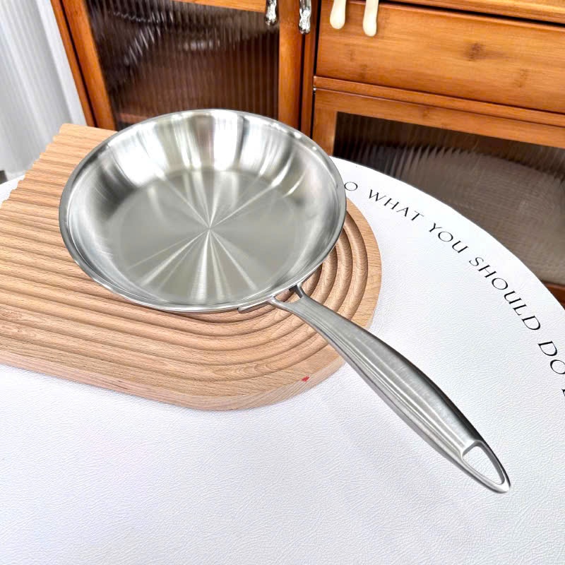 Chảo Inox Chiên Rán Cán Dài, Chảo Cạn Lunkai LK13 LK14, Dụng Cụ Chiên Rán 20cm 24cm
