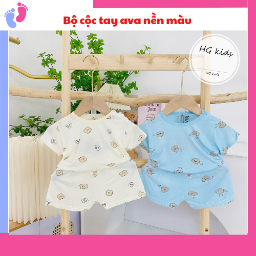 Mềm, Mát, Chất Petit Bộ cộc tay Ava Nền Mầu Họa Tiết Cho Bé Trai Bé Gái saubabi