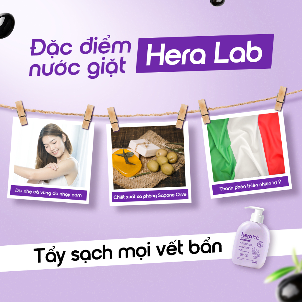 Ảnh Nước giặt đồ lót chuyên dụng HeraLab 300ml hương hoa cỏ khử mùi, kháng khuẩn, an toàn cho da 4