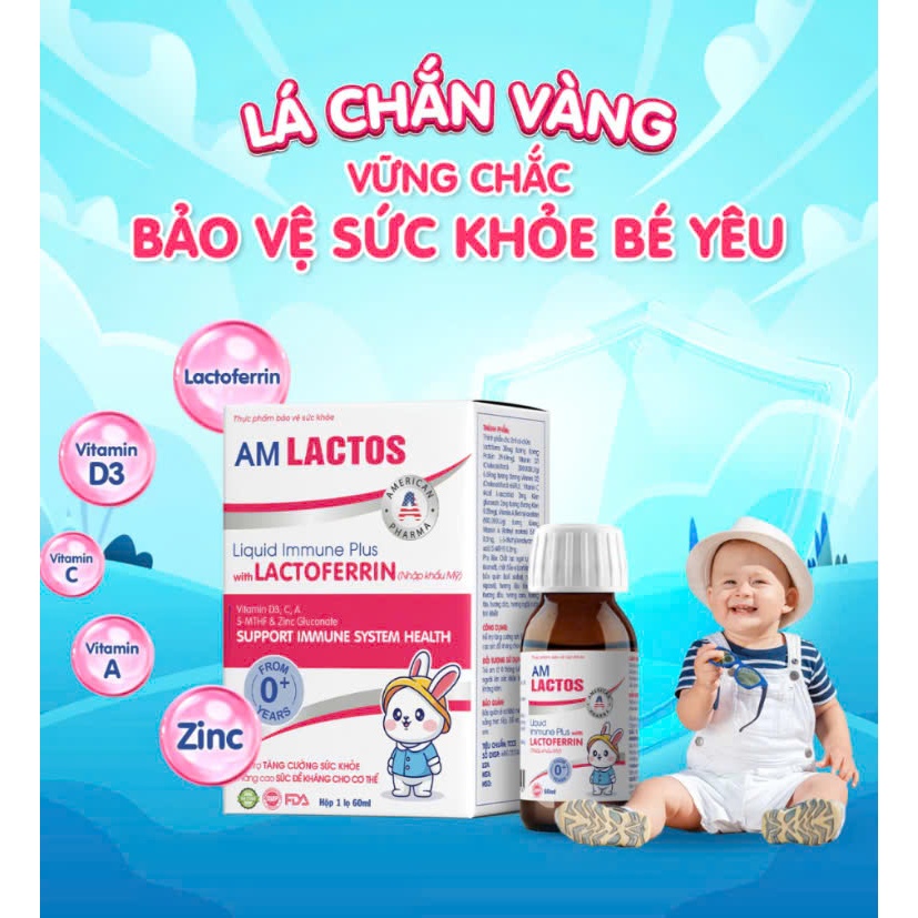 AM Lactos - Bổ sung Lactoferrin đậm đặc dạng lỏng giúp hỗ trợ nâng cao sức đề kháng cho trẻ