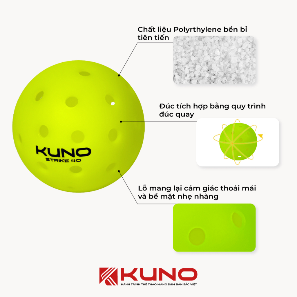 Ảnh Hộp 3 Qủa Bóng Pickleball Kuno Strike 40, Độ Bền Cao, Chuẩn Thi Đấu 2