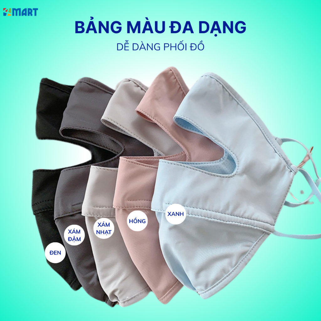 Khẩu trang chống nắng tia UV  toàn mặt chất lụa băng mịn mát thoáng khí phù hợp cho cả nam và nữ.