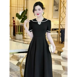 Đầm Nữ COTTON Lạnh Mới Kết Bông NHỎ Viền Màu Sang Chảnh Thanh Lịch