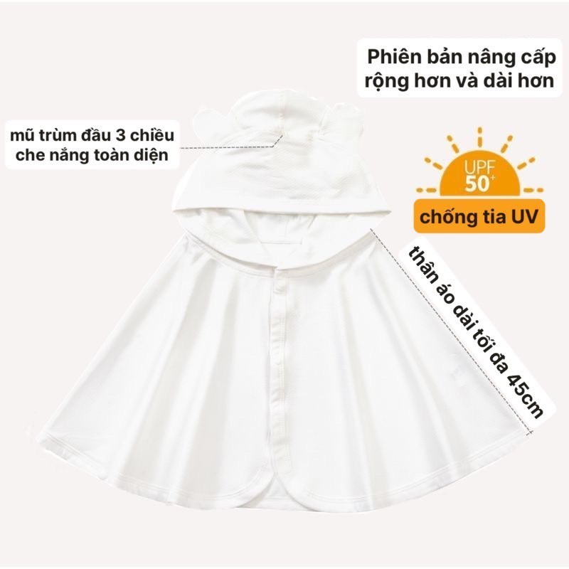 Khăn choàng, áo chống nắng Màu Trơn 2 size cho bé 0-3 tuổi Saubabi