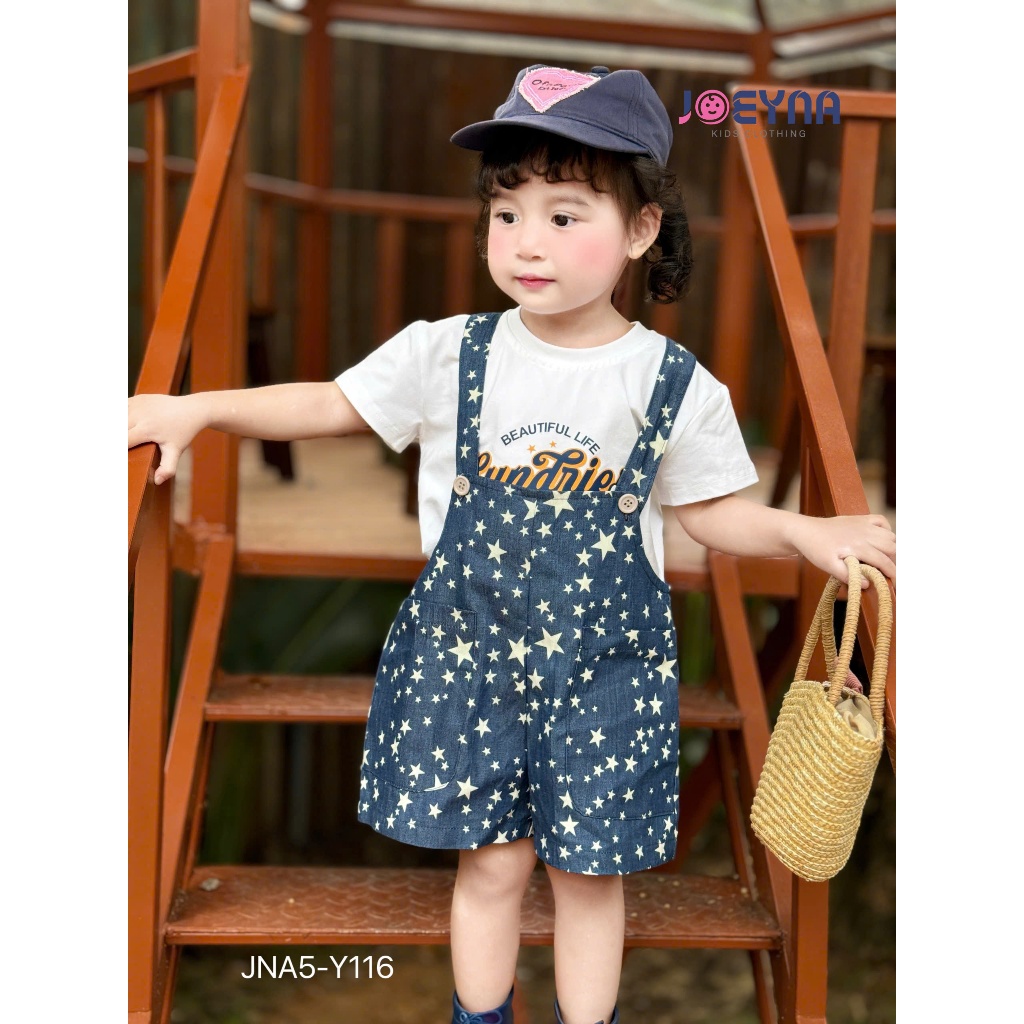 Set yếm cộc bò Joeyna Y116 họa tiết ngôi sao siêu xinh cho bé