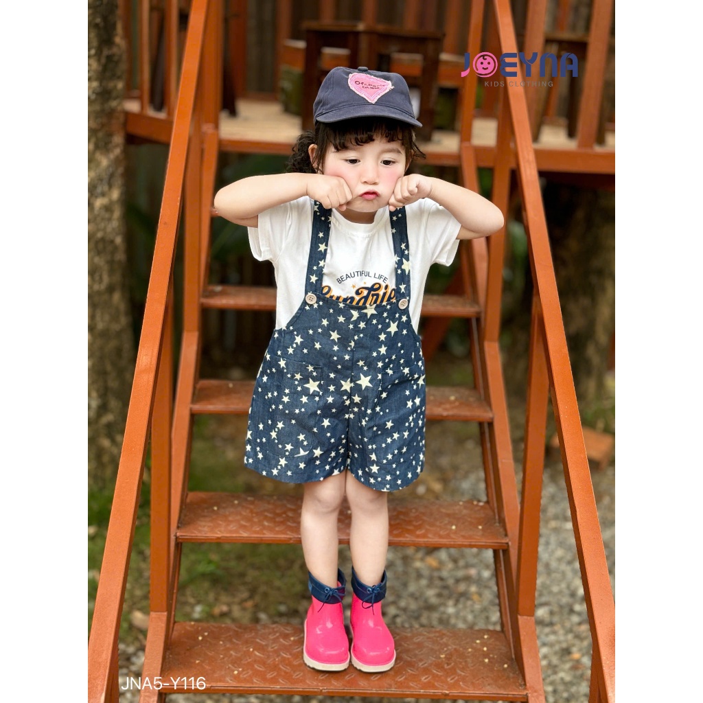 Set yếm cộc bò Joeyna Y116 họa tiết ngôi sao siêu xinh cho bé