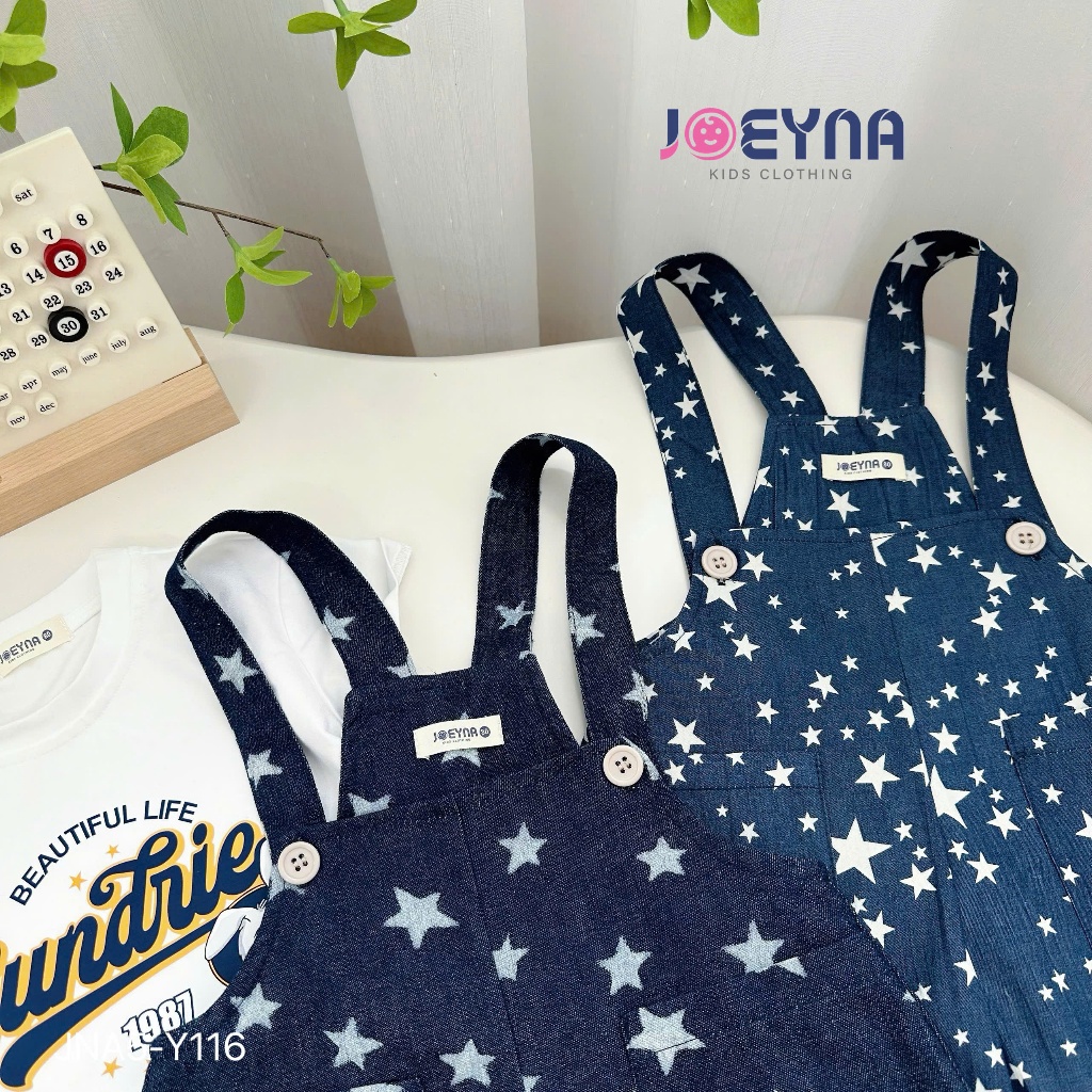 Set yếm cộc bò Joeyna Y116 họa tiết ngôi sao siêu xinh cho bé