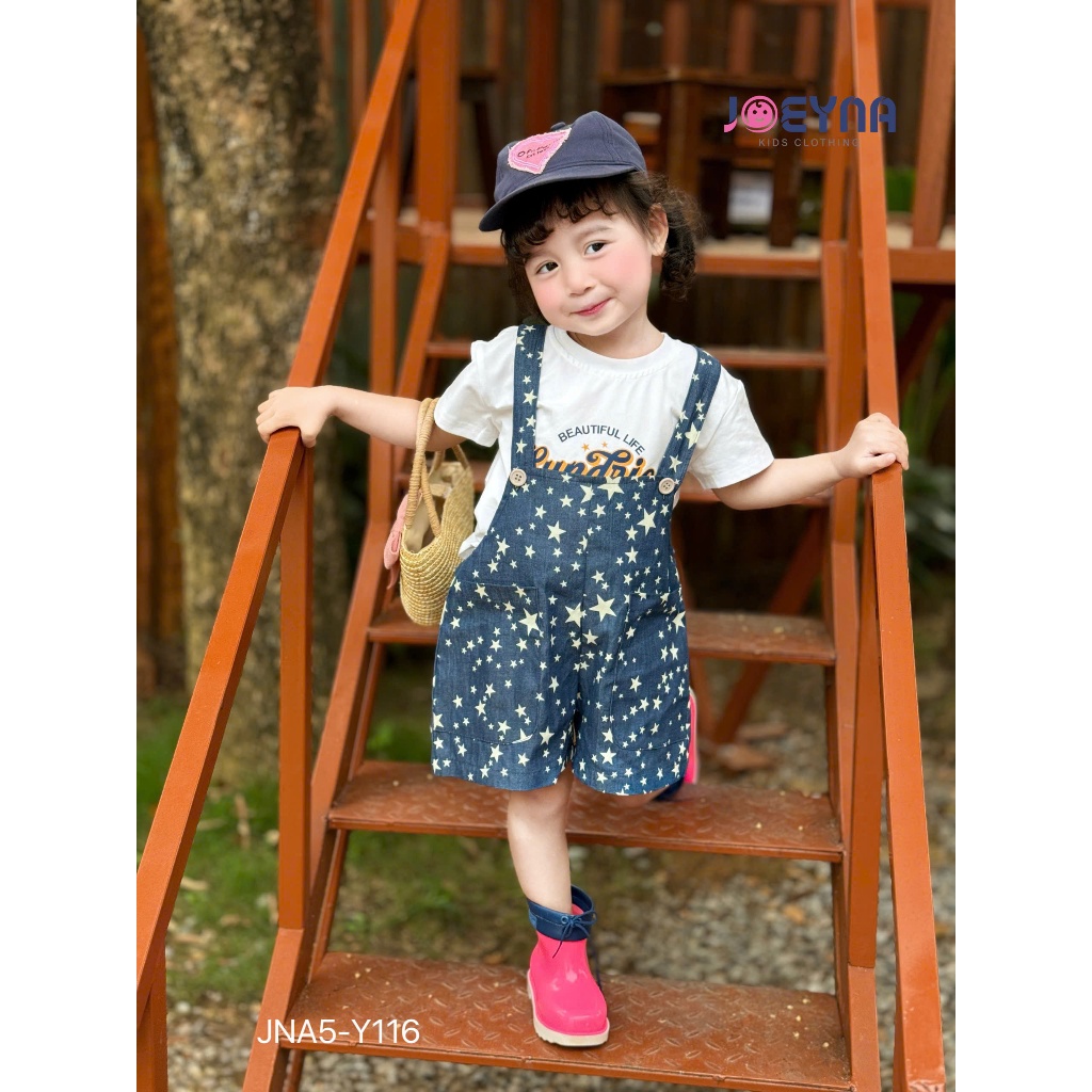 Set yếm cộc bò Joeyna Y116 họa tiết ngôi sao siêu xinh cho bé