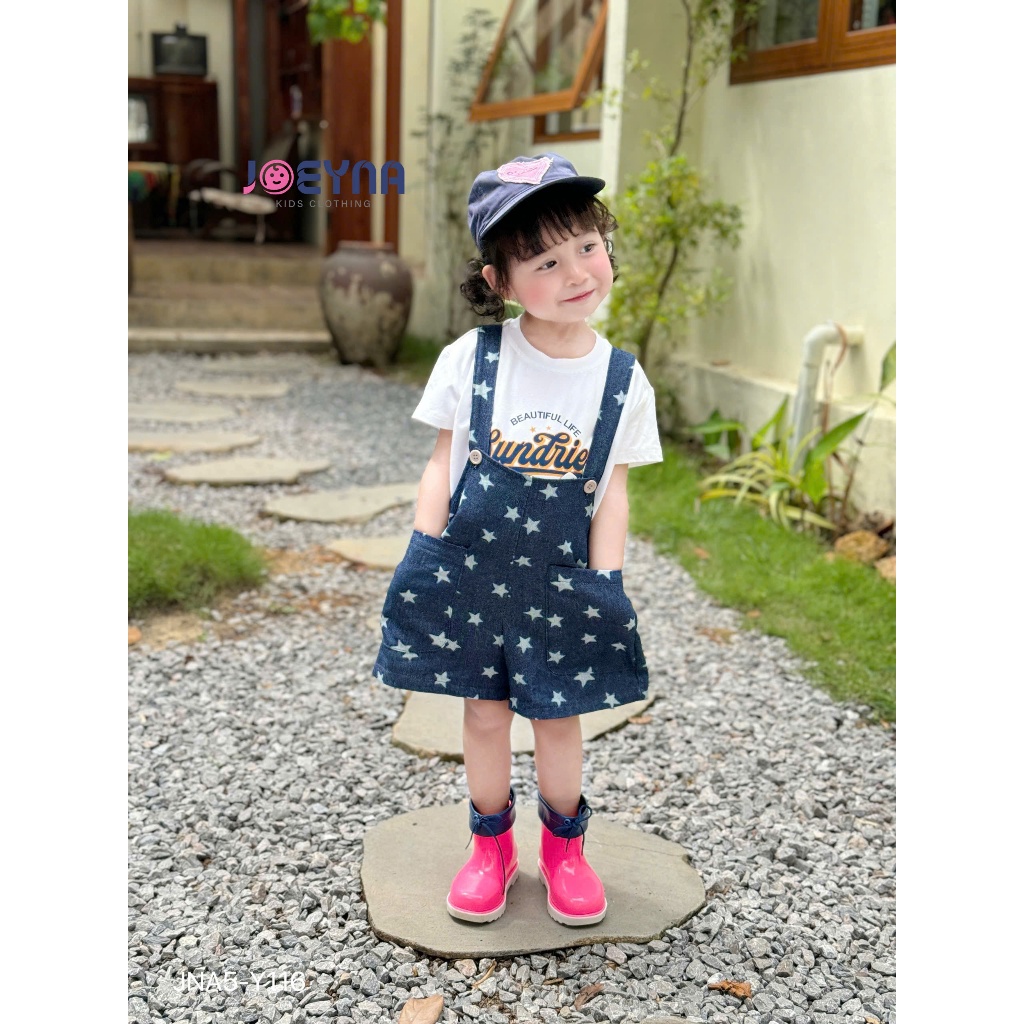 Set yếm cộc bò Joeyna Y116 họa tiết ngôi sao siêu xinh cho bé