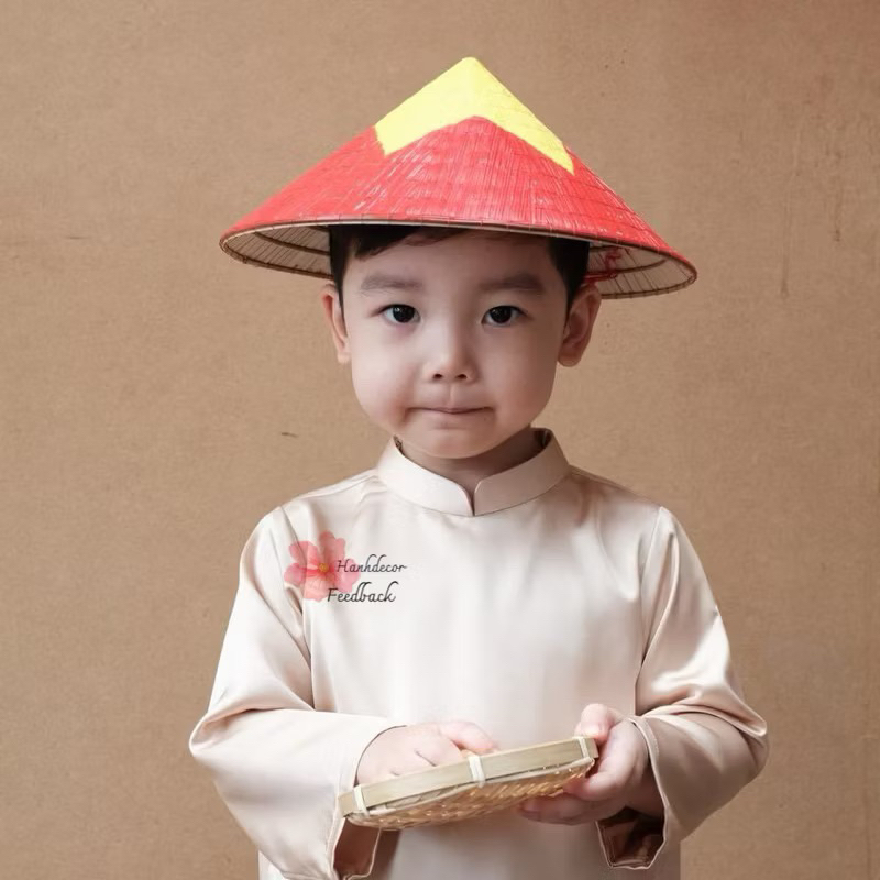( Hỏa Tốc - giảm giá 50%)Nón sơn nón sao vàng 2 vòng, Nón lá trang trí kèm dây nón , Nón người lớn, Nón cho bé)Nón cờ đỏ