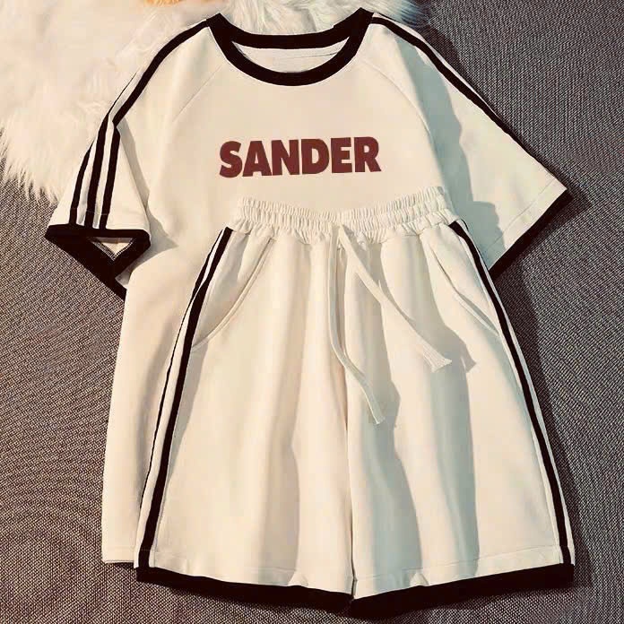 Ảnh Set đồ nữ SANDER NAD, bộ quần áo nữ mặc nhà cotton mì nỉ form rộng thoáng mát bộ thể thao nữ mùa hè tay lỡ 1