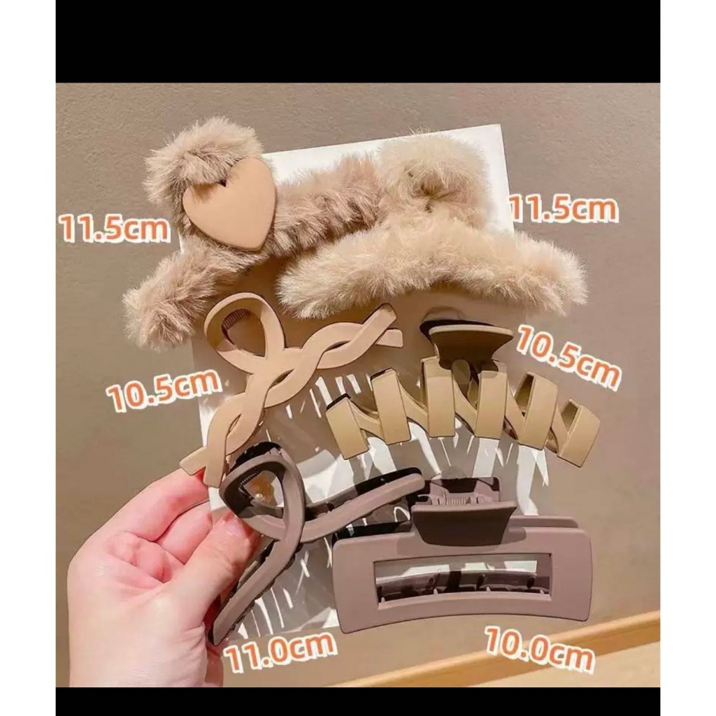 Bộ kẹp tóc 9 món size lớn càng cua màu nâu sữa mới,sang trọng, acrylic thích hợp cho tóc dày Cho nữ