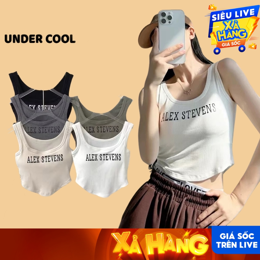 Áo Bra nữ cotton tăm kiểu dáng vạt tròn in chữ trước ngực phong cách Hàn,có đệm ngực UNDERCOOL AB45