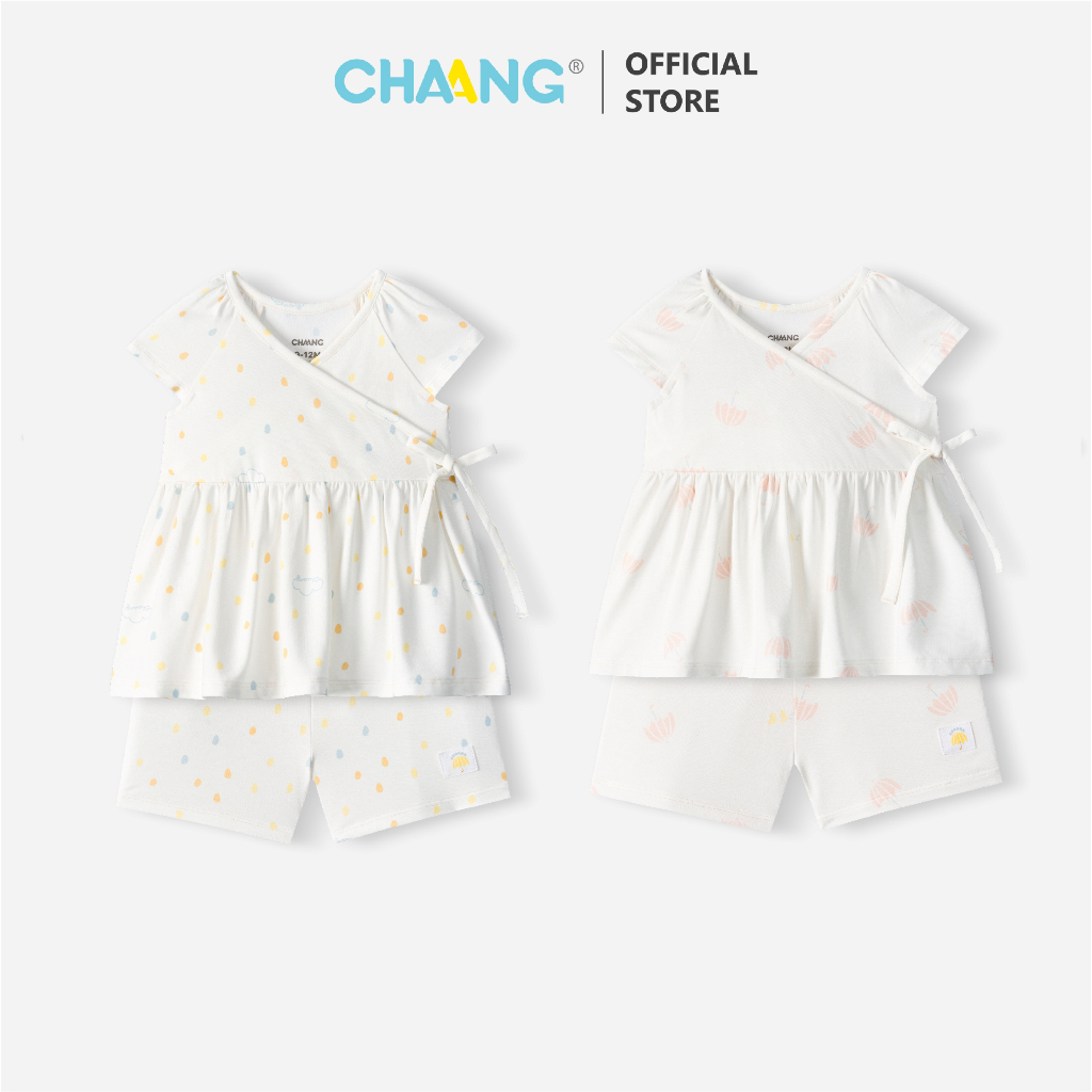 [CHAANG 0-12M] Bộ quần áo cộc tay Yukata cánh tiên Mưa cho bé gái