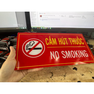 Bảng Decal Dán Biển Báo Cấm Hút thuốc - Cấm Lửa kt 15*30cm, 20*40cm