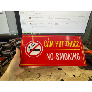 Bảng Decal Dán Biển Báo Cấm Hút thuốc - Cấm Lửa kt 15*30cm, 20*40cm