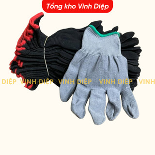 Bó 12 đôi găng tay vải mút chống nắng, găng tay bảo hộ lao động