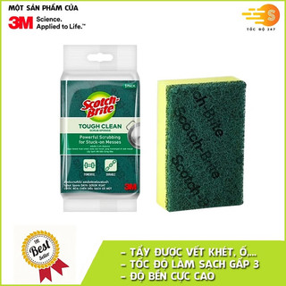 Miếng cước cọ rửa siêu sạch có mút Scotch-Brite 3M - Rửa chén siêu nhanh, made in Thái Lan, Lấy sạch vết bẩn cứng đầu.