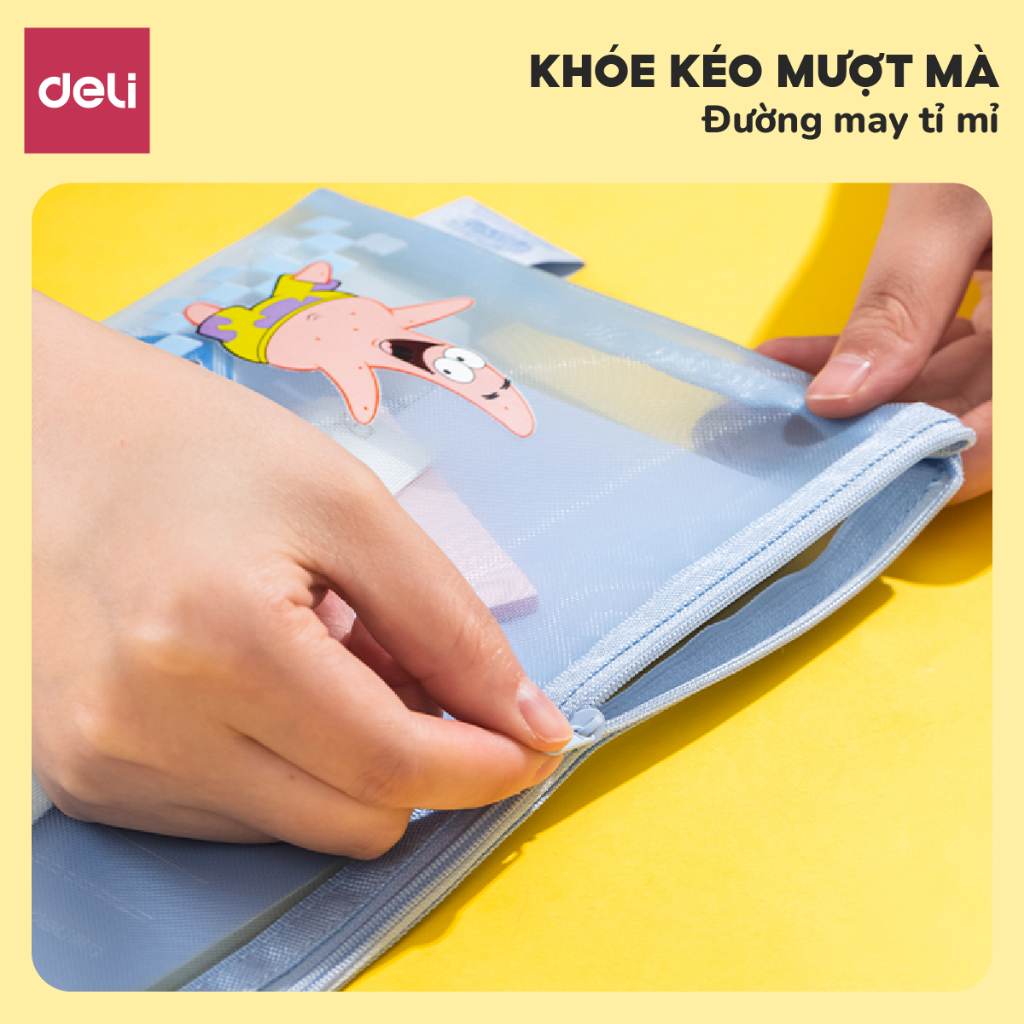 Túi Lưới Đựng Bút A5 Deli - Túi Đựng Tài Liệu, Đựng Mỹ Phẩm Đồ Dùng Cá Nhân Trong Suốt Có Khóa Kéo Siêu Nhỏ Gọn Tiện Lợi