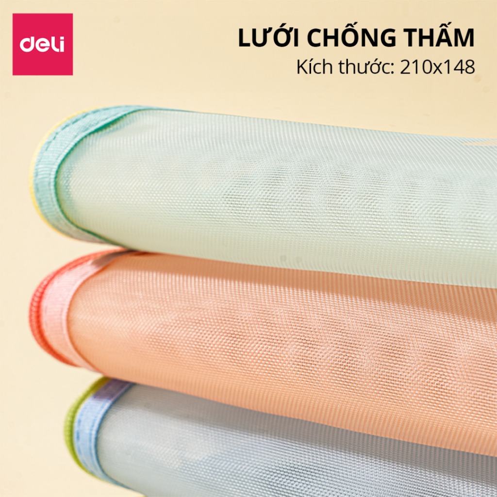 Túi Lưới Đựng Bút A5 Deli - Túi Đựng Tài Liệu, Đựng Mỹ Phẩm Đồ Dùng Cá Nhân Trong Suốt Có Khóa Kéo Siêu Nhỏ Gọn Tiện Lợi