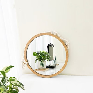 Gương treo tường dây thừng, gương treo nhà tắm, decor phòng viền gỗ chất liệu gỗ MDF phun phụ kiện DQ HOME STORE