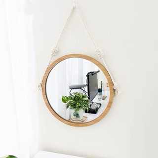 Gương treo tường dây thừng, gương treo nhà tắm, decor phòng viền gỗ chất liệu gỗ MDF phun phụ kiện DQ HOME STORE