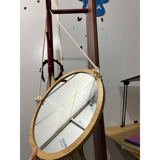 Gương treo tường dây thừng, gương treo nhà tắm, decor phòng viền gỗ chất liệu gỗ MDF phun phụ kiện DQ HOME STORE