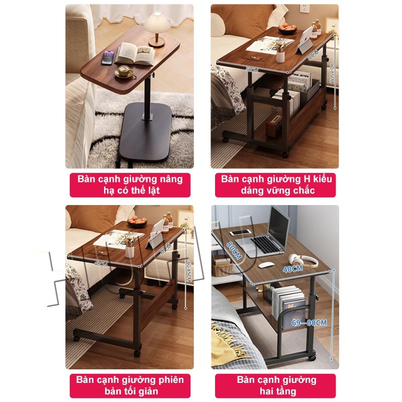 HUHU Bàn Laptop Di Động Bàn Kê Giường Có Khay Bàn Phím Điều Chỉnh Chiều Cao Bàn Làm Việc Có Bánh Xe | BigBuy360 - bigbuy360.vn