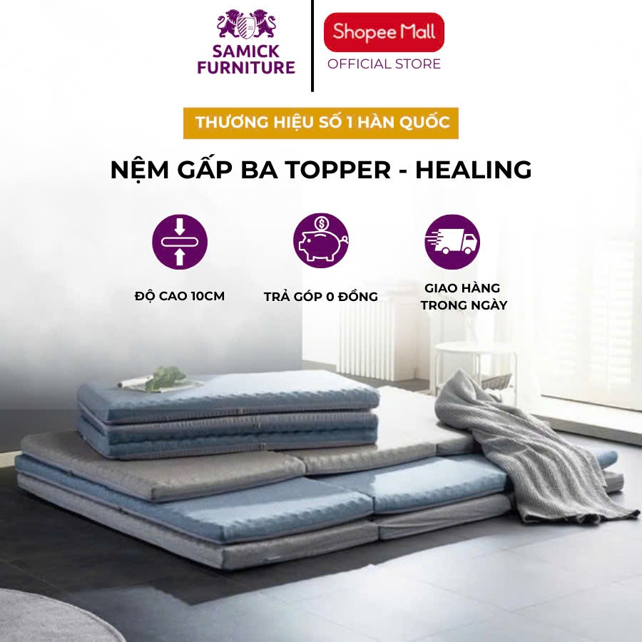 Ảnh Nệm gấp 3 cao cấp SAMICK HEALING Hàn Quốc Màu Xám - Nệm ngủ trải sàn 30D 1