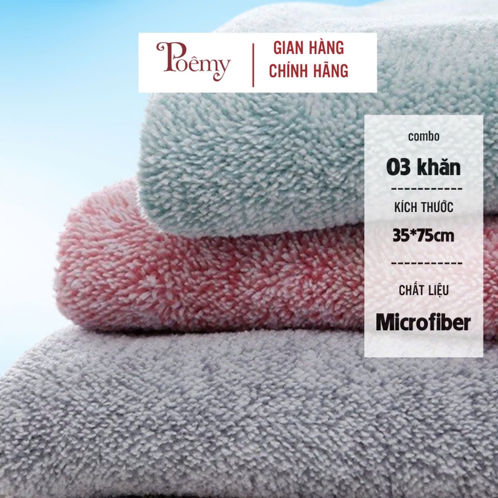 Ảnh Combo 3 khăn tắm lau tóc Poêmy ST KT(35x75cm) 3