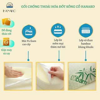 Gối Kê Cổ Hanako Hỗ Trợ Thoái Hóa Đốt Sống Cổ  – Thiết Kế 2 Đầu Cao Thấp, Điều Chỉnh Tư Thế Ngủ