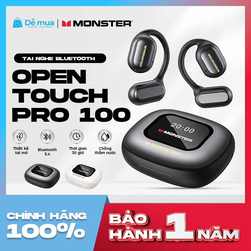 Tai nghe không dây Monster Open Touch Pro 100, tai nghe Bluetooth 5.4 ...