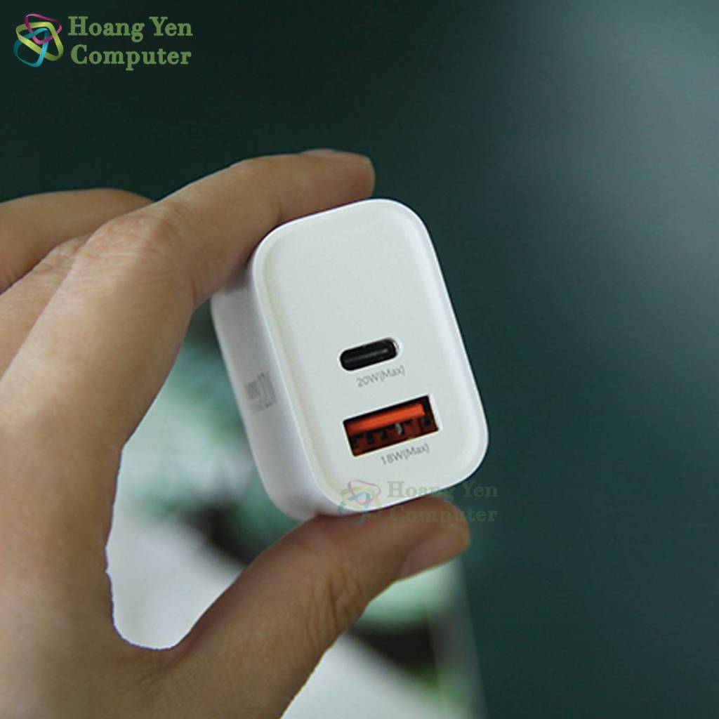 Cốc Sạc Nhanh PD 20W Remax RP-U120 2 Cổng Sạc (Cổng USB + Cổng Type C) - BH 12 Tháng Chính Hãng - Hoàng Yến Computer