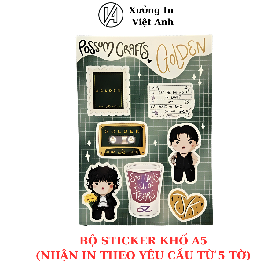 Sticker hình dán trang trí dễ thương, khổ a5 chống nước, nhận in theo ...