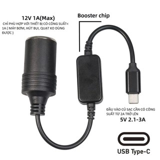 Cáp Chân TYPE-C Ra Cổng Tẩu Sạc Ô Tô 5V-12V Cao Cấp, Chất Lượng