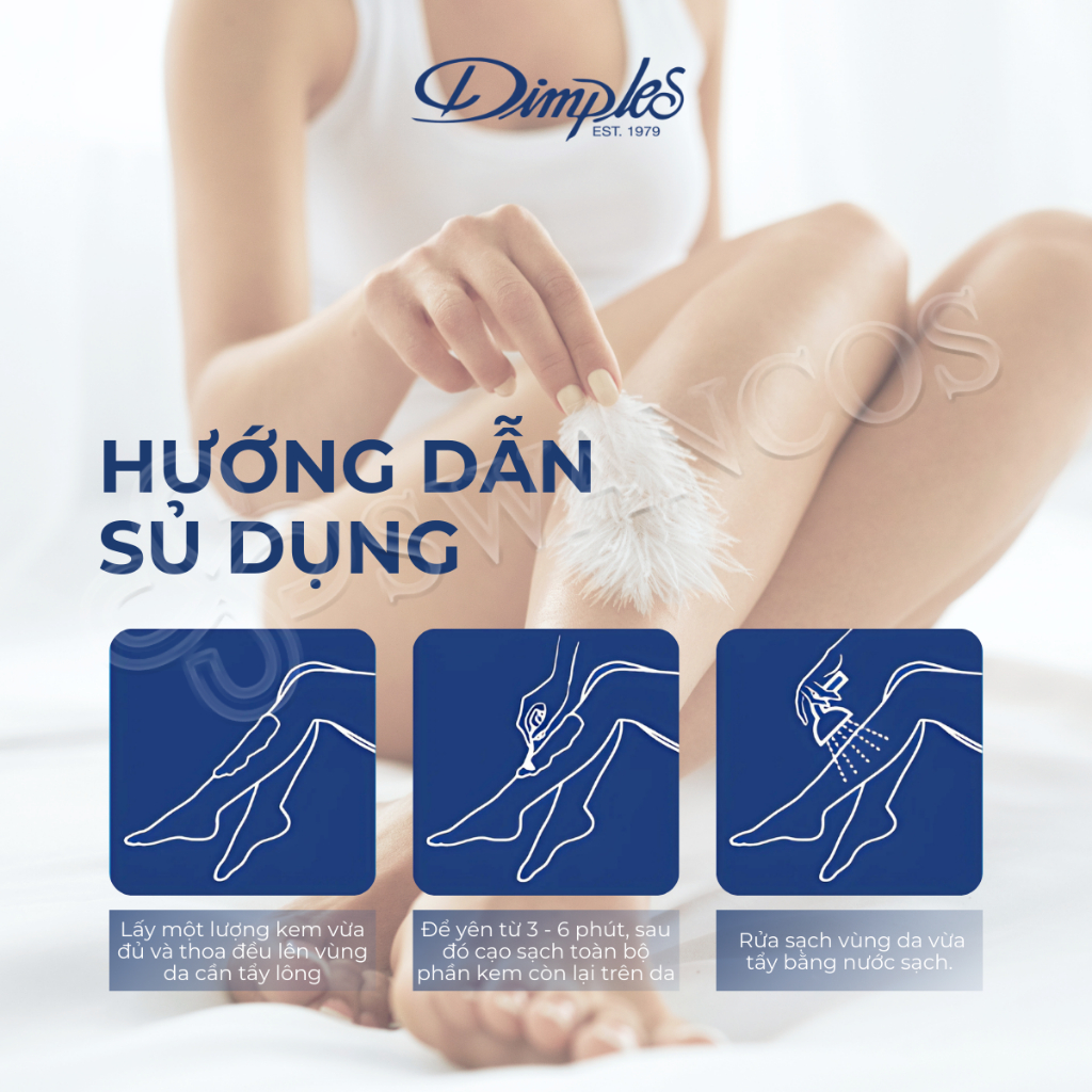 Kem Tẩy Lông Châu Âu DIMPLES Hương Chanh Dành Cho Chân, Tay, Nách, An Toàn Và Hiệu Quả