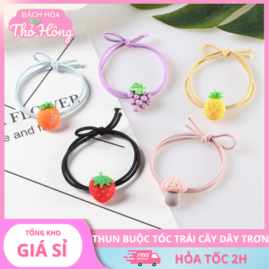 3 Thun Buộc Tóc Trái Cây Dây Trơn