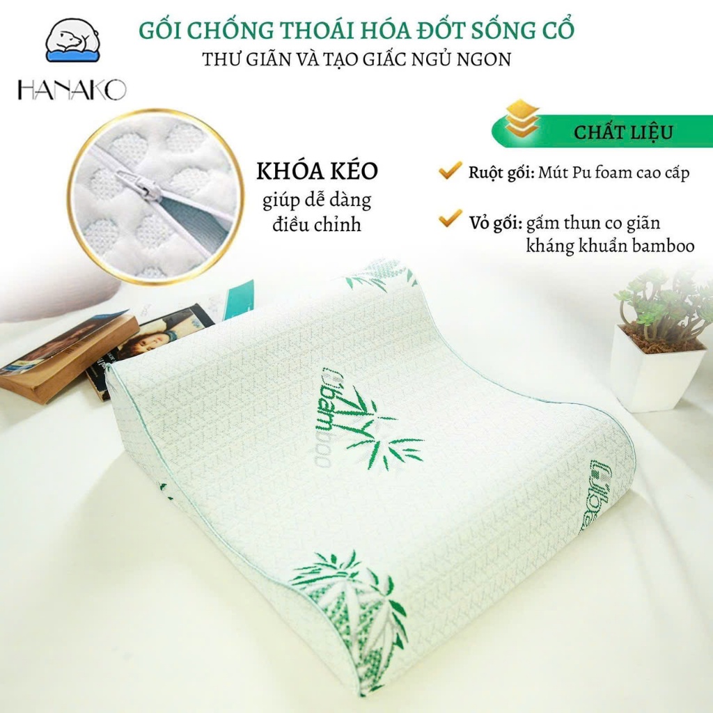 Gối Chăm Sóc Cột Sống Cổ Hanako – Thiết Kế 2 Đầu Cao Thấp Linh Hoạt, Hỗ Trợ Giảm Đau Mỏi Vai Gáy