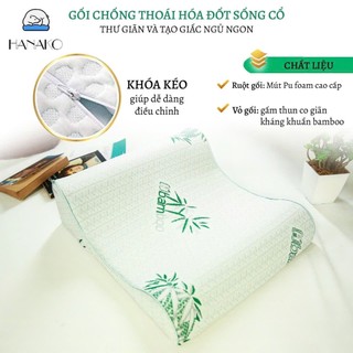 Gối Kê Cổ Hanako Hỗ Trợ Thoái Hóa Đốt Sống Cổ  – Thiết Kế 2 Đầu Cao Thấp, Điều Chỉnh Tư Thế Ngủ