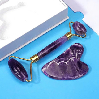 Bộ Đá Guasha Thạch Anh Tím Hàng Hiếm Từ Đá Tự Nhiên Giúp Nâng Cơ Săn Chắc Da Giảm Mệt Mỏi Stress - Guasha Tím Cao Cấp
