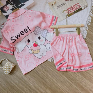 [ 19kg - 46kg ] Đồ Bộ Bé Gái Mặc Nhà cộc tay cao cấp Pijama Lụa Cao Cấp Cho Bé