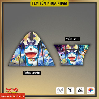 Combo trước sau dán yếm nhựa nhám xe Sh mode 2020-2025 mẫu thiết kế Doraemon, Pikachu, Mèo thần tài