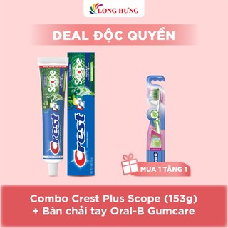 Combo Kem đánh răng Crest Plus (153g) - Scope + Bàn chải tay Oral-B Gumcare (Trà xanh)