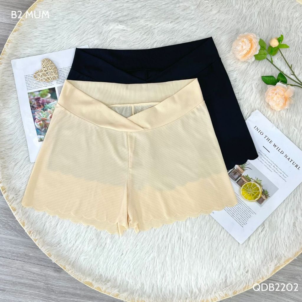 Quần Đùi Bầu Cạp Chéo Nâng Đỡ Bụng Chất Su Đúc Quần Lót Bầu Mặc Váy Tiện Lợi, Mềm Mát, Co Giãn Tốt - B2 MUM - QĐB2202