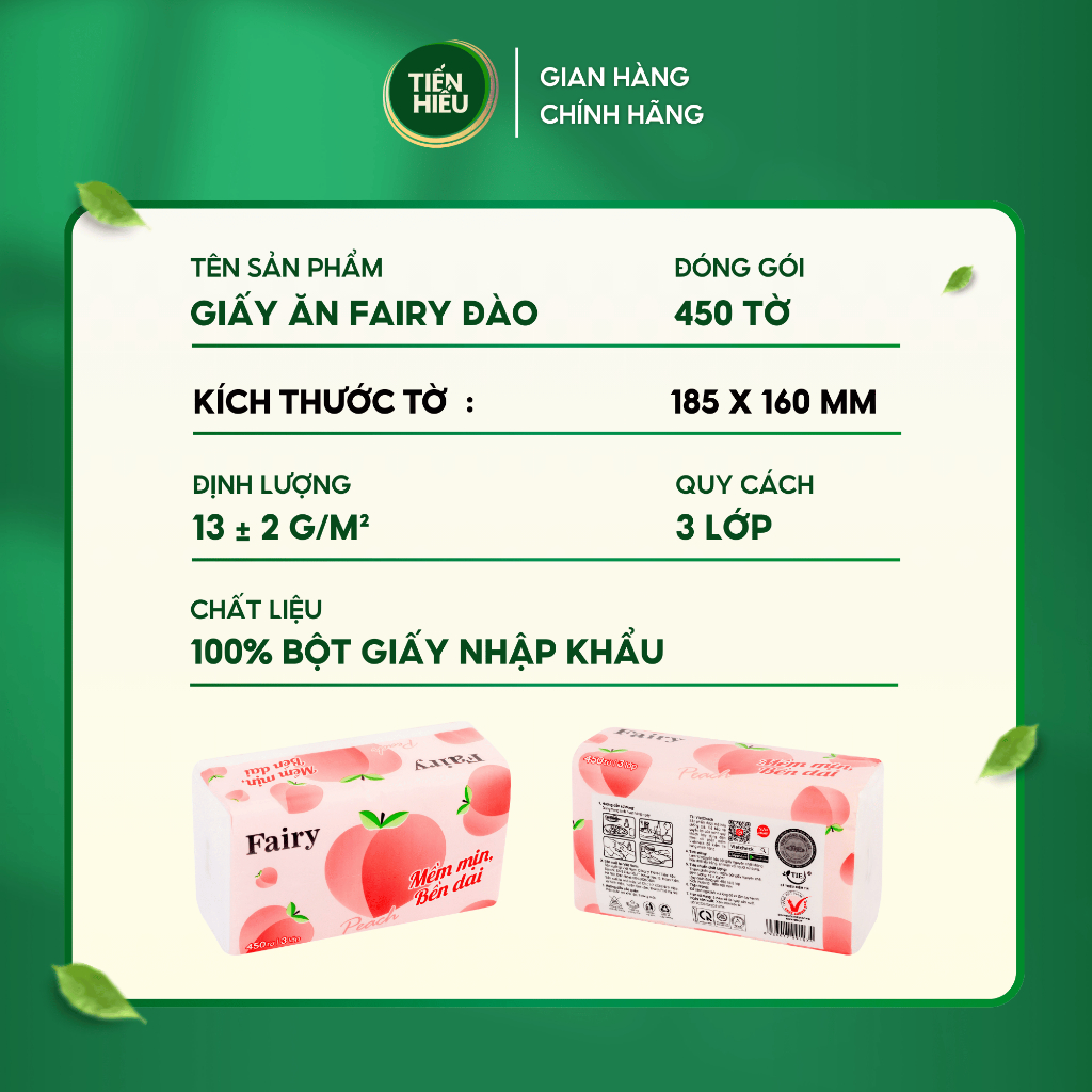 Ảnh Combo 4 Gói Giấy Ăn Fairy Đào Khổ To 3 Lớp Siêu Dai Tiện Lợi Chất Liệu Mềm Mịn An Toàn Cho Bé 450 Tờ 1