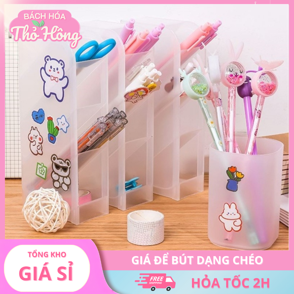 Giá để bút dạng chéo, khay đựng bút, cốc đựng bút nhựa